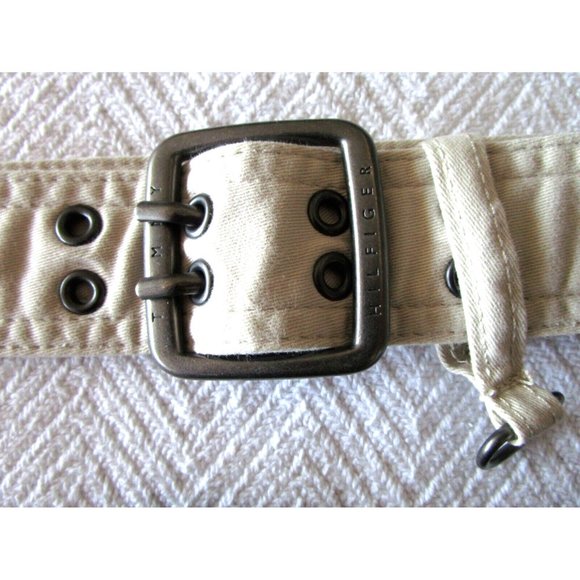 Tommy Hilfiger Women's Belts Cotton (Lot 2) - Black/Off White - Brushed Silver - Picture 12 of 15